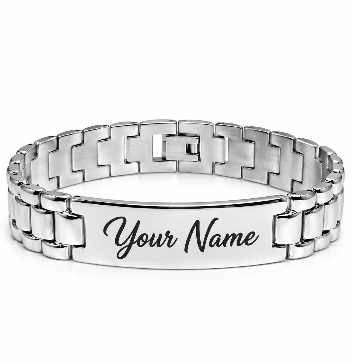 Personalized stainless steel chain link bracelet