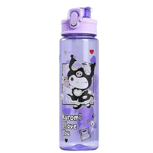 Printed Water Bottle – 900ml Leak-Proof BPA-Free Plastic Bottle with Straw
