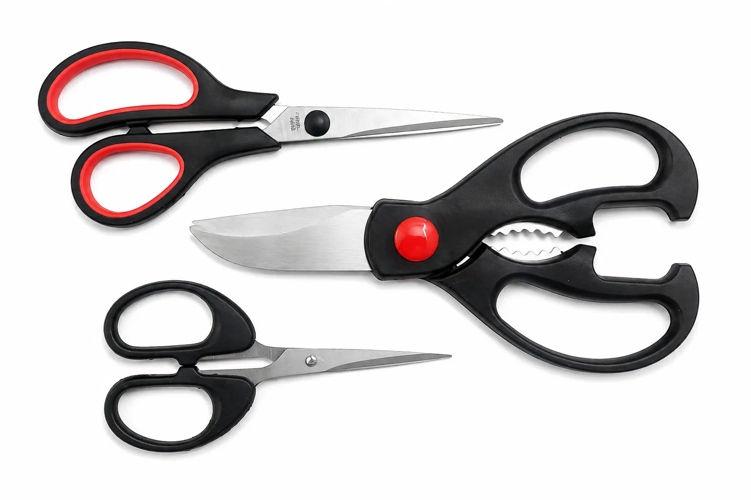 BRILORA Kitchen Scissors Set of 3 Stainless Steel Multipurpose Kitchen Shears with Bottle Opener & Nut Cracker, Heavy Duty Cooking Scissors for Meat & Vegetables