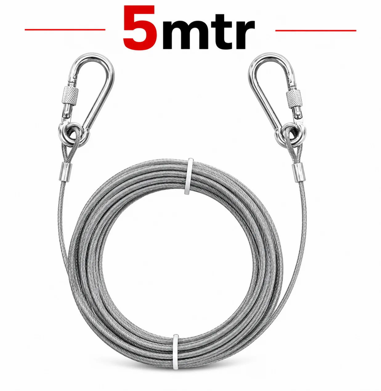 10 Meter Stainless Steel Wire Rope Clothesline with Hooks