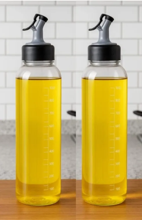 Oil Dispenser Bottle pack of 1 – 1000ml Transparent Kitchen Container with Nozzle Cap for Cooking Oil and Vinegar