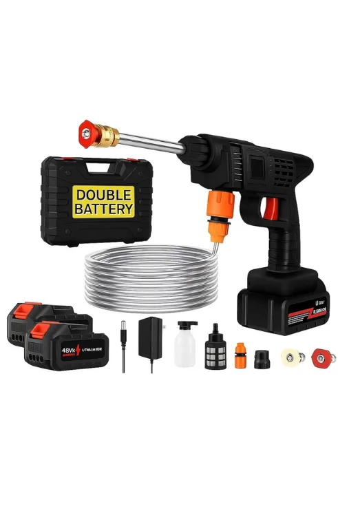 48V Cordless High Pressure Washer Gun – 12000mAh Double Battery Jet Spray for Car, Bike & Garden Cleaning