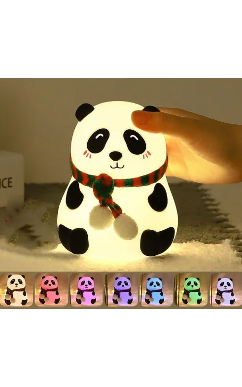 Panda Night Lamp for Kids – Soft Silicone LED Lamp with Touch Control and USB Rechargeable Battery