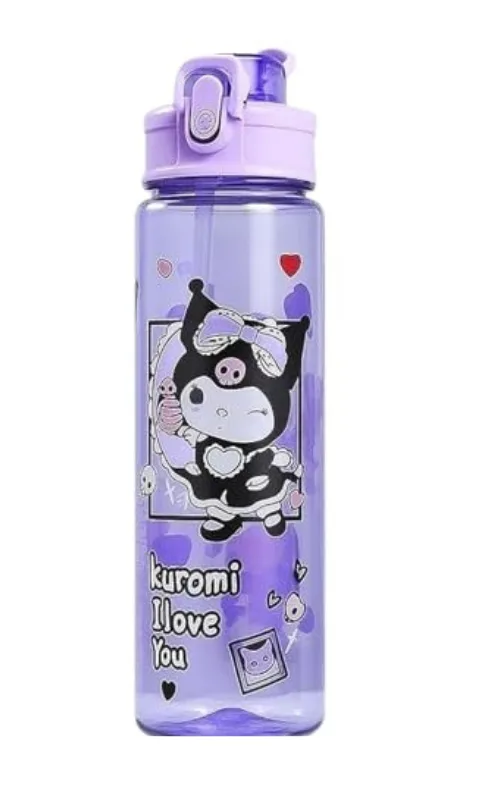 Printed Water Bottle – 900ml Leak-Proof BPA-Free Plastic Bottle with Straw