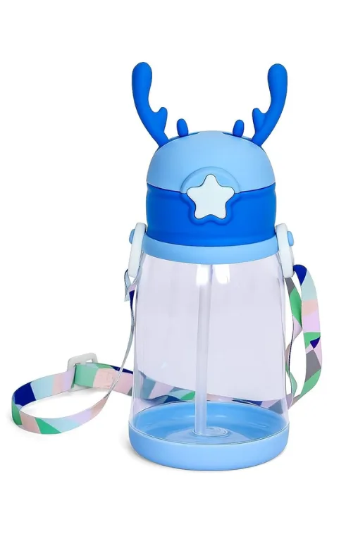 Cute Kids Water Bottle – 500ml BPA-Free Sipper Bottle with Straw and Strap