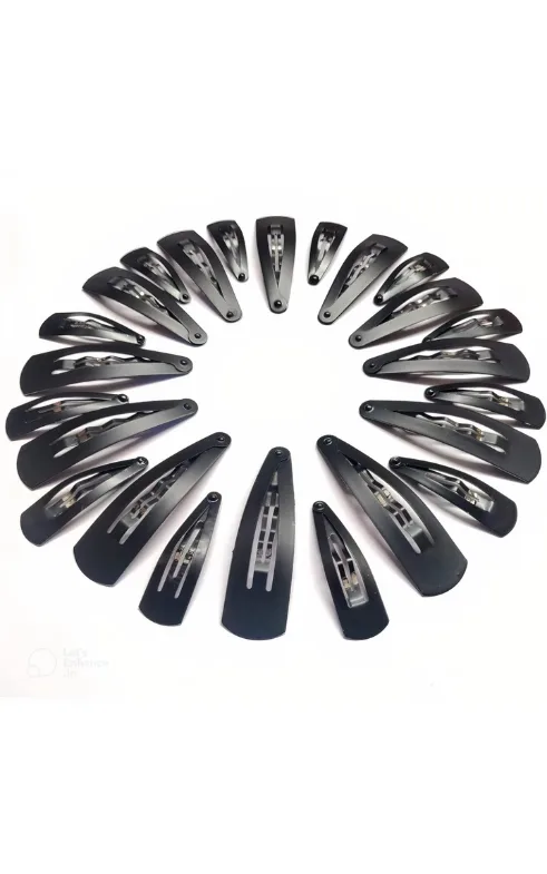 Black Metal Snap Hair Clips – Pack of 36 Strong Grip Hair Accessories