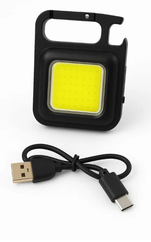 Portable COB LED Keychain Light – USB Rechargeable Mini Flashlight
