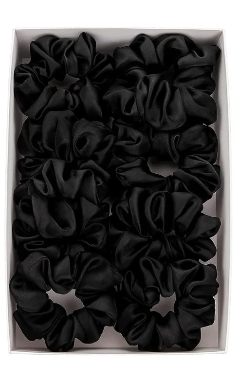 Set of Black Satin Scrunchies – Soft Hair Elastics for All Hair Types