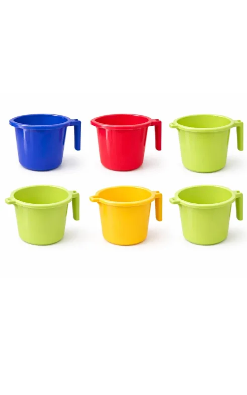 Plastic Bathroom Mug 1.5 Litre – Lightweight Unbreakable Water Mug Set of 6