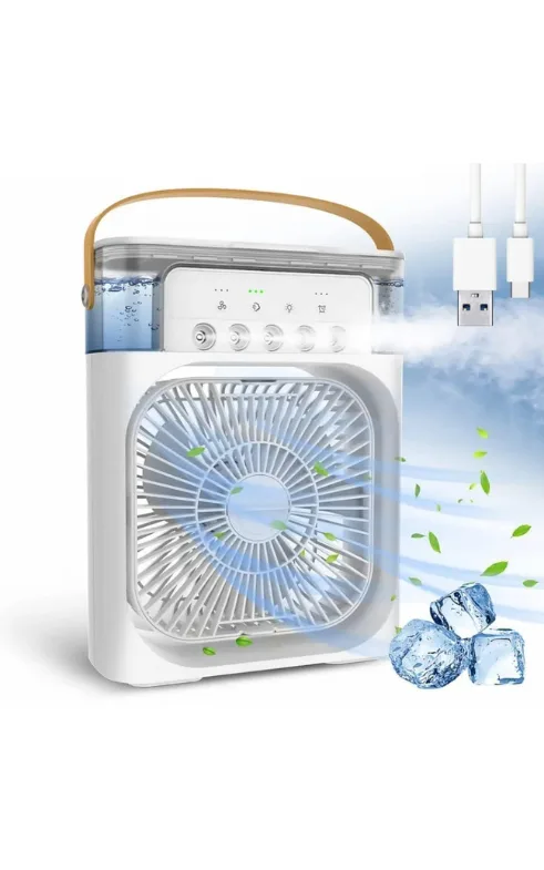 Portable USB Mini Air Cooler Fan with Water Tank and LED Display
