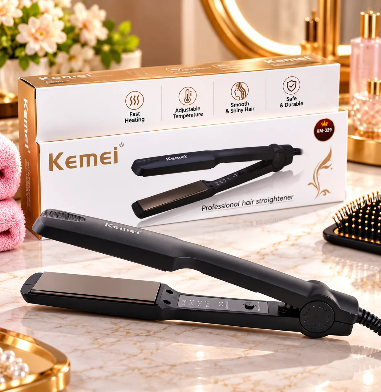 Professional ceramic hair straightener for smooth styling KM-329