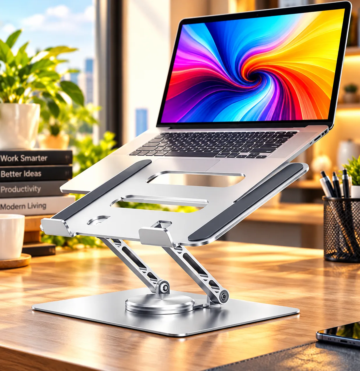 Brilora Adjustable Laptop Stand With 360 Degree Rotating Base