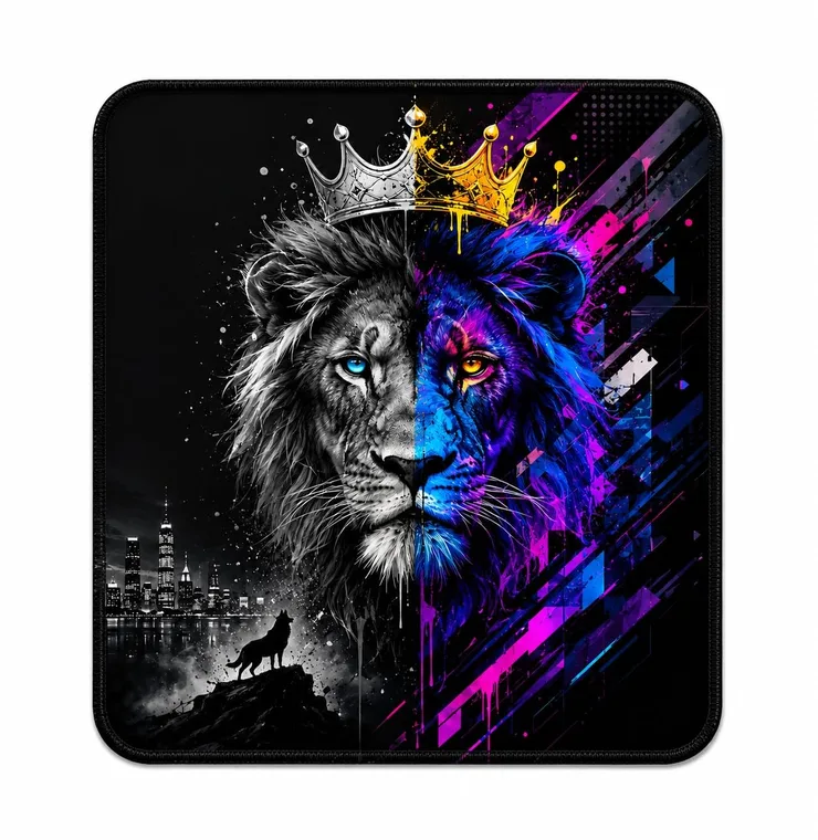 lion Mouse Pad 9 x 7.5 Inch | Mouse Mat with Non-Slip Rubber Base, Smooth Surface & Stitched Edges | 3mm Thick Water Resistant Mouse Pad for Laptop, PC, Computer, Office, Study & Gaming